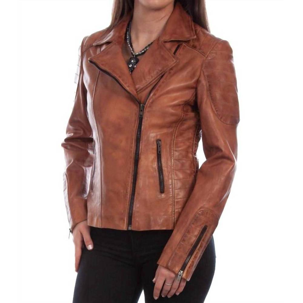Scully Brown Leather Moto Jacket